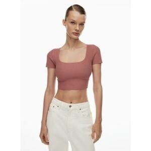 Babaton Aritzia NWT Adelaide Sculpt Knit Crop Top Square Neck Size Large $68